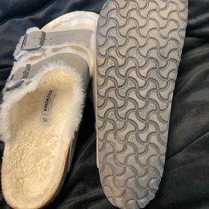 Birkenstock gray with fur barely worn